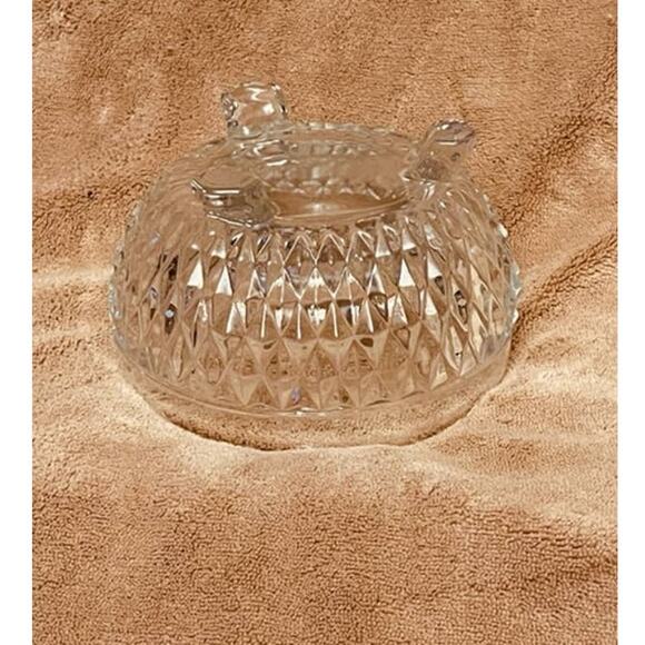 Vintage Indiana Glass Scalloped Edge Diamond Point (3) Footed Candy Dish - Picture 2 of 4